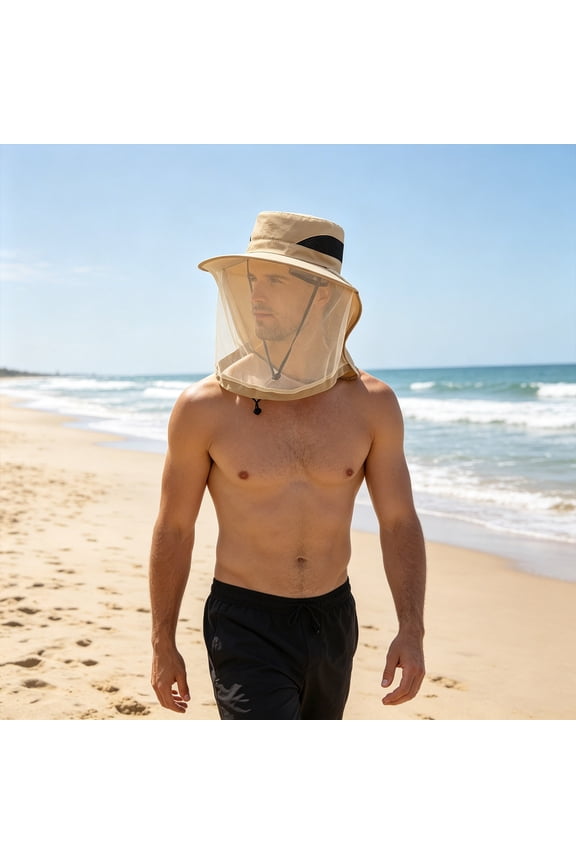 Sun Hat Wide Brim Fishing Bucket Cap Outdoor UV Protection Neck Flap Breathable Mesh Summer Safari Hiking Camping Gardening for Men Women
