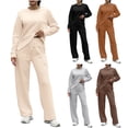 thumbnail image 1 of Cadancy Sweat Set for Women 2 Piece Outfits Sweatsuits Crewneck Long Sleeve Pullover Tops Drawstring Waist Wide Leg Pants Solid Lounge Sets Trendy Workout Tracksuit 2025, 1 of 9