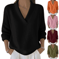 thumbnail image 1 of Cadancy Sweater Tops for Women V Neck Long Sleeve Pullover Dressy Casual Knit Sweaters Plus Size Loose Solid Color Cozy Trendy Fall Winter Clothes, 1 of 7