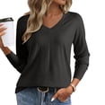 thumbnail image 1 of Cadancy Sweater for Women V Neck Pullover Long Sleeve Tunic Tops Lightweight Casual Loose Solid Color Basic Knit Sweaters Trendy Fall Winter Clothes, 1 of 9