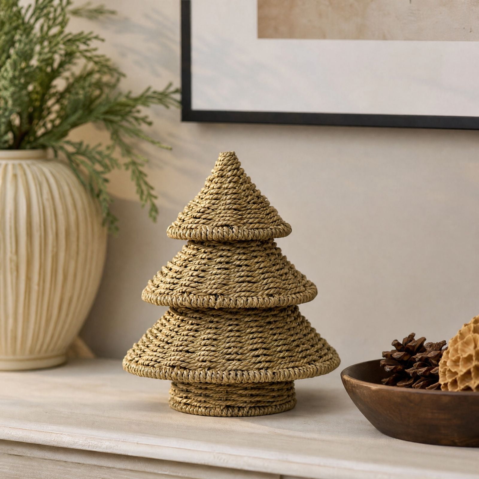 Cadancy Tabletop Christmas Tree Woven Rope Design Tiered Cone Shape ...