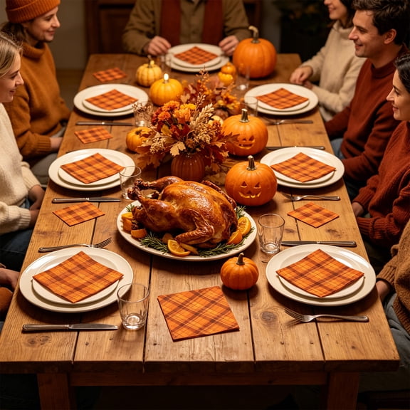 Cadancy Thanksgiving Disposable Dinnerware 24 Pieces Paper Plates Napkins Cups Fall Party Supplies Autumn Harvest Tableware Kit for Dinner Family Gathering Holiday Celebration