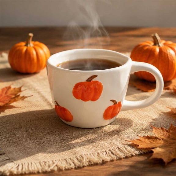 Cadancy Thanksgiving Pumpkin Ceramic Coffee Mug Autumn Kitchen Decor Large Capacity Cup Hot Beverages Tea Cocoa Home Dining Tableware Fall Harvest Gift