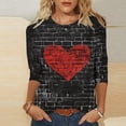 thumbnail image 1 of Cadancy Valentine Tshirts for Women 3/4 Sleeve Casual Heart Print Crewneck Plus Size Shirts Pullover Casual Loose Cute Trendy Tunic Tops Valentines Day Outfits, 1 of 5