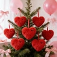 thumbnail image 1 of Cadancy Valentine's Day Tree Ornament Plush Heart Decoration Soft Fluffy Hanging Decorations Indoor Outdoor Holiday Party Home Decor(Red), 1 of 5