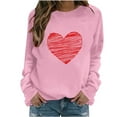 thumbnail image 1 of Cadancy Valentines Shirts for Women Heart Graphic Long Sleeve Cute Tops Crewneck Casual Oversized Pullover Sweatshirts Comfy Lounge Fashion Outfits, 1 of 3