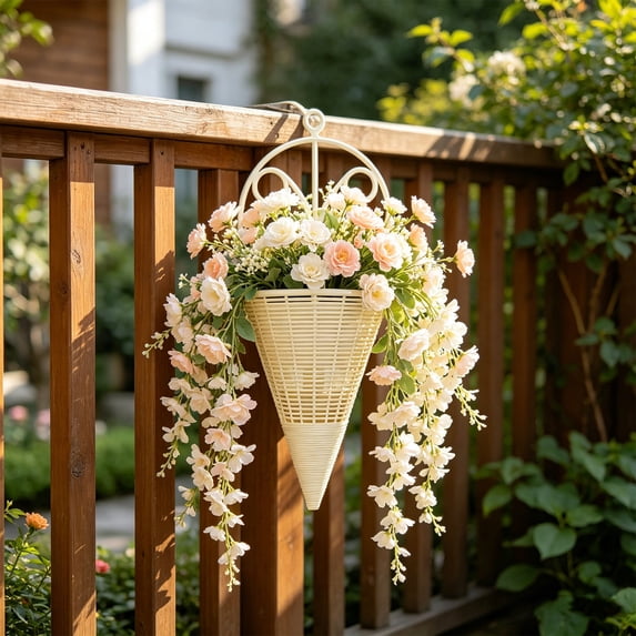 Cadancy Wall Hanging Planter Basket for Indoor Outdoor Plants Vertical Carrot Shaped Garden Decor Woven Flower Pot Holder Rattan Container Ferns Succulents Herbs Porch Balcony Patio Organizer