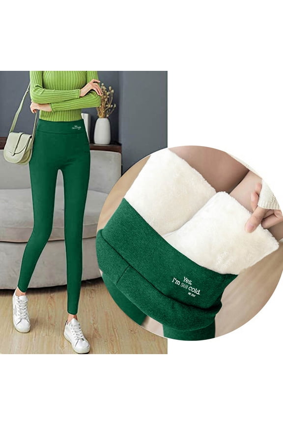 Warm Leggings for Women Thick Fleece Lined Letter Print High Waisted Cozy Yoga Pants Tummy Control Butt Lifting Soft Fuzzy Winter Trendy Tights