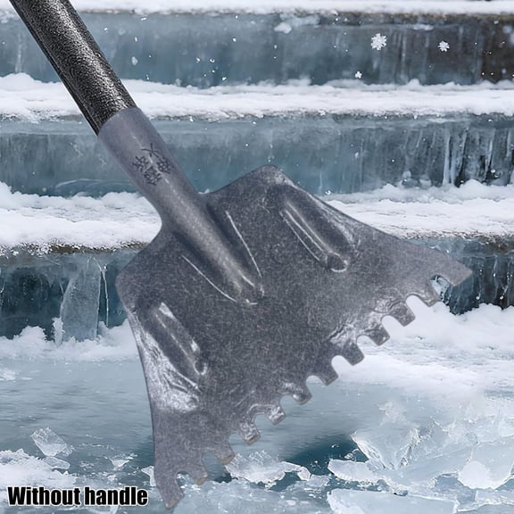 Cadancy Winter Tools Heavy Duty Ice Scraper Head Replacement Metal Snow Shovel Blade for Driveway Walkway Removal Hardened Steel Spade Breaking Frost (without Handle)
