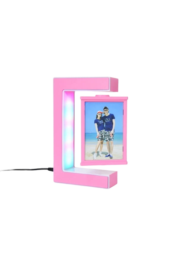 Wireless Levitating Photo Frame with RGB LED Light, Magnetic Floating 3-Sided Picture Display Stand, Innovative Desktop Illuminated Frame, Suspension Photography Holder, Modern Home Decor