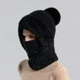 thumbnail image 1 of Cadancy Women Balaclava 3 In 1 Beanie Hat with Scarf and Mask with Pompom Ski Face Cover Winter Knit Hats Warm Outdoor Cold Weather Windproof Snow Caps, 1 of 5