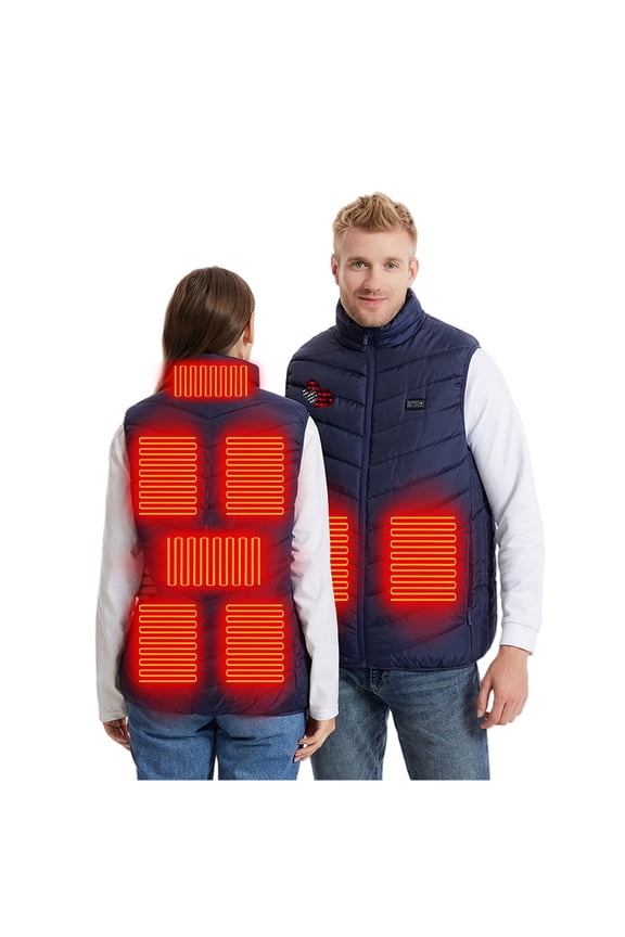 Women Mens Heated Jacket Plus Size Sleeveless 8 Heating Zones 3 Temperature Modes Zip Up Quilted Vest with Pockets Heart Print USB Rechargeable Washable Thermal Winter Coat