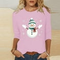 thumbnail image 1 of Cadancy Women's 3/4 Sleeve Tops Christmas Snowman Vintage Holiday Shirts Plus Size Dressy Party Winter Shirt Crewneck Xmas Funny Casual Loose Blouses, 1 of 5