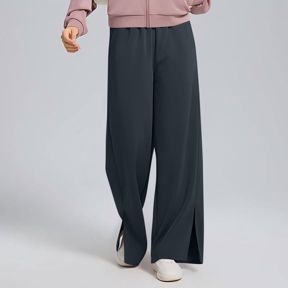 Cadancy Women's Pants Lounge Wide Leg Side Slit High Waisted Sweatpants with Pockets Casual Baggy Workout Athletic Yoga Pant 2025 Fall Winter Trendy Trousers