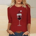 thumbnail image 1 of Cadancy Womens Christmas Shirts Plus Size Winter 3/4 Sleeve Vintage Holiday Blouses Party Xmas Wine Glass Funny Tshirts Crewneck Sequin Dressy Casual Tops, 1 of 5