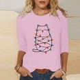 thumbnail image 1 of Cadancy Womens Christmas Tops Xmas Cute Print Vintage Casual Blouses Plus Size Party Winter Crew Neck Shirts Dressy 3/4 Sleeve Funny Holiday Tshirts, 1 of 5