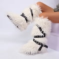 thumbnail image 1 of Cadancy Womens Fuzzy Boots Knee High Fluffy Thick Sole Round Toe y2k Fashion Winter Snow Boot with Belt Buckle Outdoor Trendy Comfy Plush Warm Flat Shoes, 1 of 6