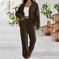 thumbnail image 1 of Cadancy Womens Loungewear Sets 2 Piece Outfits Button Down Long Sleeve Cardigan Jackets Drawstring High Waist Wide Leg Sweatpants Fall Winter Fashion Comfy Loose Sweatsuit, 1 of 9