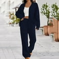 thumbnail image 1 of Cadancy Womens Loungewear Sets 2 Piece Outfits Button Down Long Sleeve Cardigan Jackets Drawstring High Waist Wide Leg Sweatpants Fall Winter Fashion Comfy Loose Sweatsuit, 1 of 9
