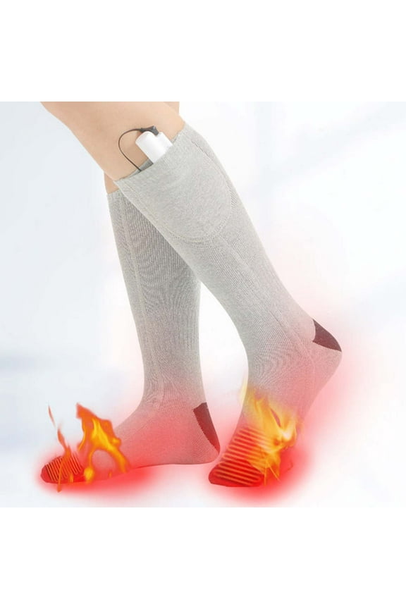 Womens Mens Heated Socks Rechargeable Washable 3-7 Hours Button Electric Heating Sock Thermal Winter Outdoor Feet Warmer Cozy Soft Stocking for Sking Hiking Cycling