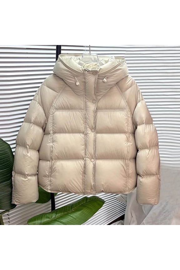 Womens Quilted Jacket with Hood Oversized Puffy Raglan Long Sleeve Down Coats Zipper Pockets Stand Collar Zip Up Waterproof Puffer Jackets 2025 Warm Winter Coat