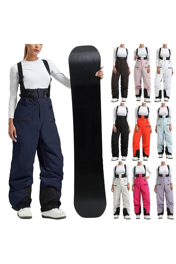 Womens Snow Pants Waterproof Insulated Wide Leg Baggy Snowboard Ski Bibs Outdoor Sports Winter Thick Warm Skiing Overalls with Multi Pockets