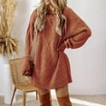 thumbnail image 1 of Cadancy Womens Sweater Dress Long Sleeve Round Neck Cable Knit Oversized Pullover Mini Dresses Slouchy Casual Cozy Drop Shoulder Trendy Fall Winter Outfits, 1 of 9
