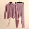 thumbnail image 1 of Cadancy Womens Thermals Top and Bottom Set for Cold Weather Mock Neck Knitted Base Layer Underwear Winter Warm Soft Somfy 2 Piece Outfits Solid Color Suitable Long Johns, 1 of 5