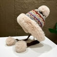 thumbnail image 1 of Cadancy Womens Winter Hat with Pom Pom Furry Fleece Ear Flaps Russian Sherpa Ski Snow Caps Cute Sherpa Knitted Skull Cap Outdoor Warm Stocking Hats, 1 of 7