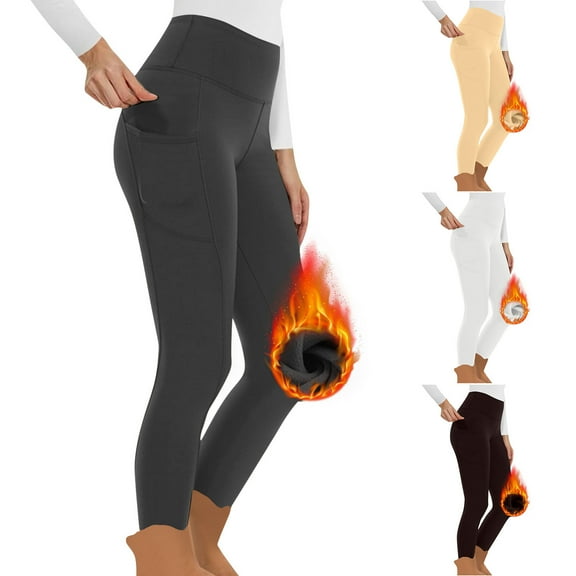 Cadancy Yoga Pants with Pockets for Women Plus Size High Waisted Tummy Control Leggings Fleece Soft Cozy Tights Casual Gym Athletic Workout Sweatpants 2025