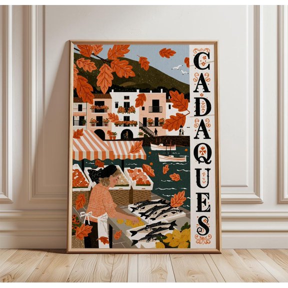 Cadaques Market Harbour Print Coastal Wall Art, Unframed Paper Print