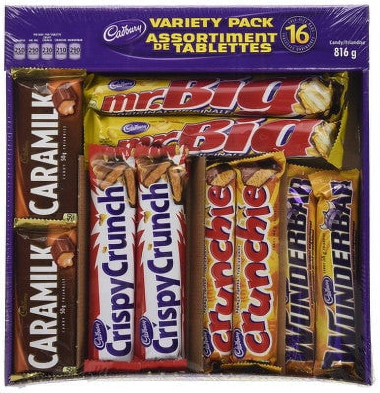 Cadbury 16 Full size Chocolate Bars Variety Pack Wunderbar, Caramilk