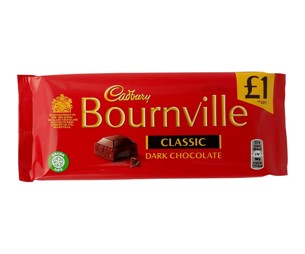 Cadbury Bournville Classic Dark Chocolate 100G Bar (Pack Of 6