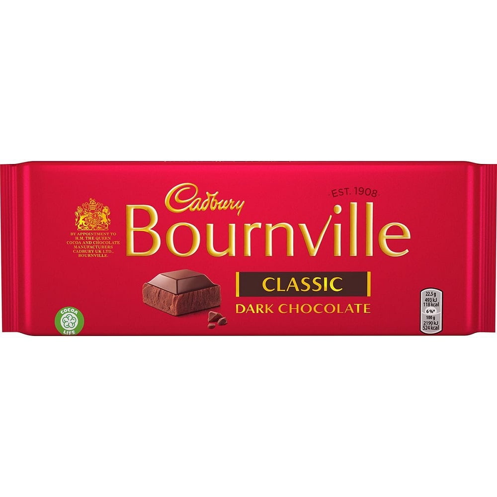 Cadbury Bournville Classic Dark Chocolate Bar 180G (Pack of 5)