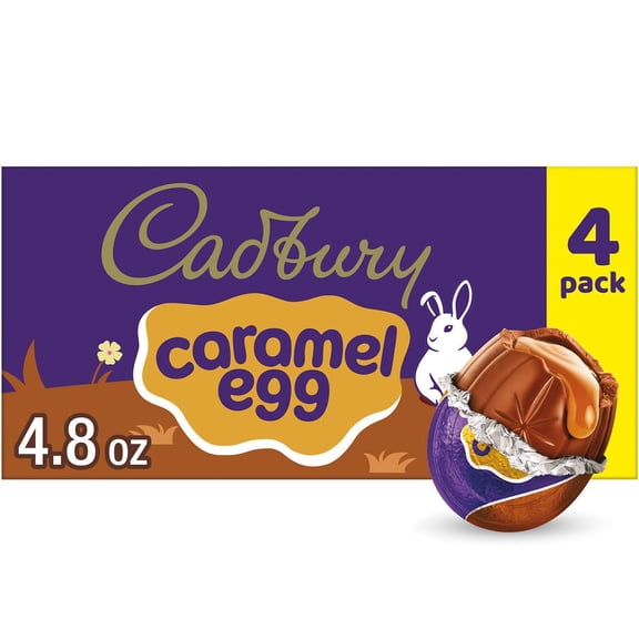 Cadbury Caramel Milk Chocolate Egg Easter Candy - 4.8oz/4ct - Pack of 2