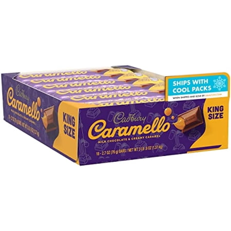 Cadbury Caramello Milk Chocolate And Caramel King Size Candy, Bulk, 2.7 Oz Bars (18 Count)