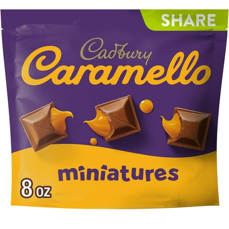 Cadbury Caramello Miniatures Milk Chocolate Caramel Candy, Share pack 8 oz
