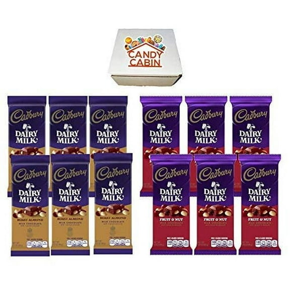 Cadbury Chocolate Candy Bar Variety Box 12-Count Full Size Bars By CANDY CABIN ALMOND-FRUIT