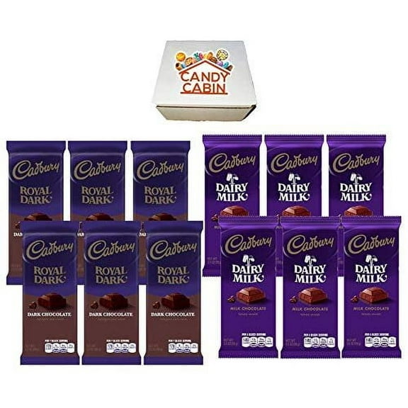 Cadbury Chocolate Candy Bar Variety Box 12-Count Full Size Bars By CANDY CABIN DARK-MILK