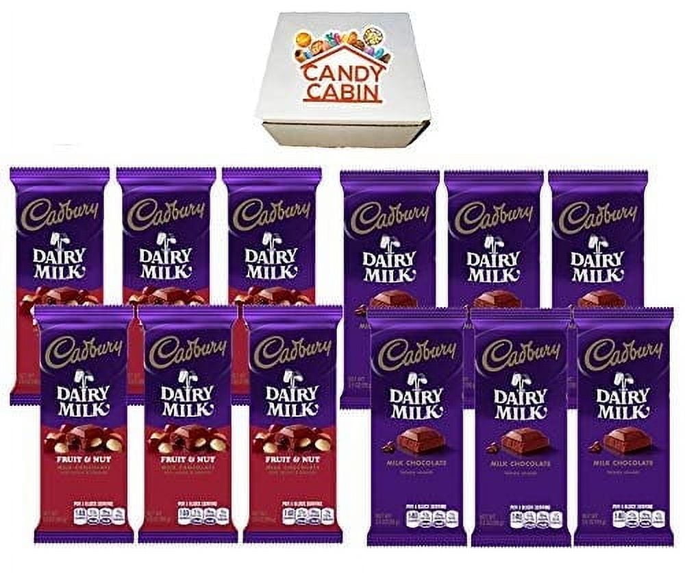 Cadbury Chocolate Candy Bar Variety Box 12-Count Full Size Bars By CANDY CABIN FRUIT-MILK