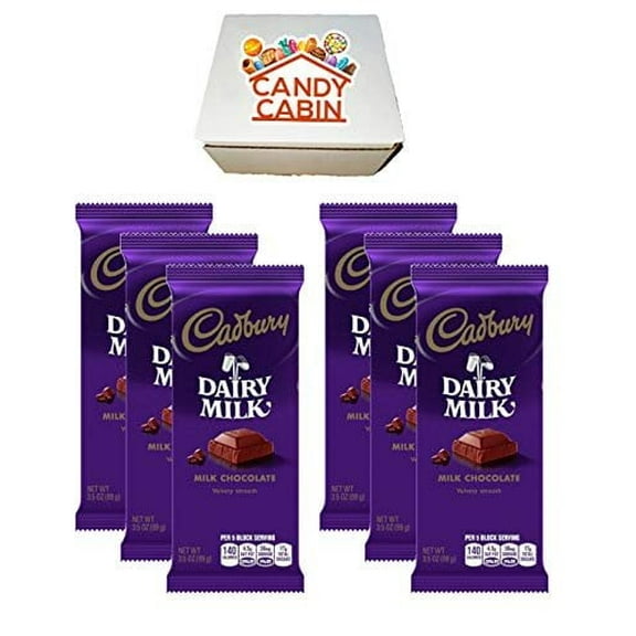 Cadbury Chocolate Candy Bar Variety Box 6-Count Full Size Bars By CANDY CABIN MILK CHOCOLATE