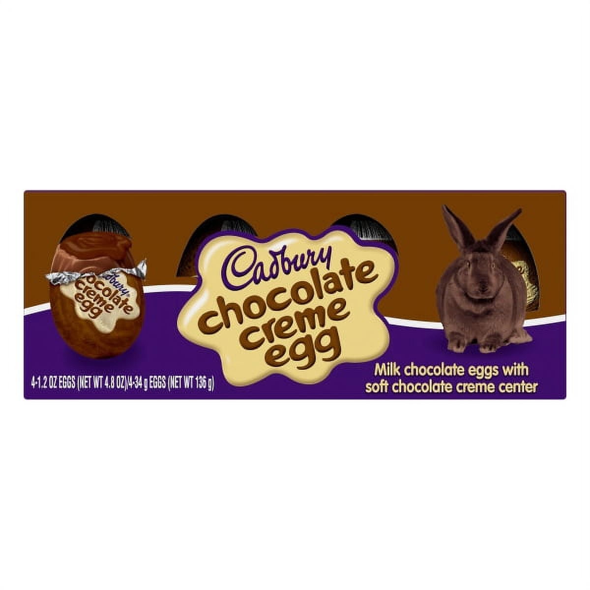 Cadbury Chocolate Crème Egg Candy, 1.2 Oz., 4 Count