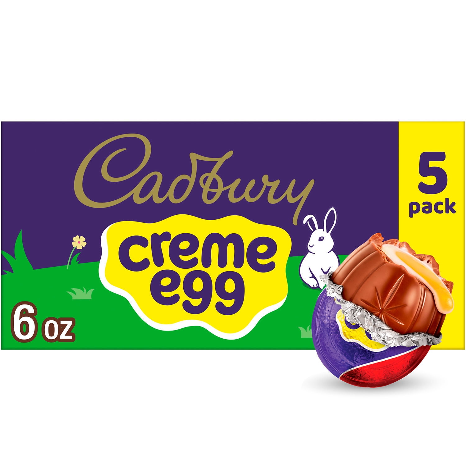 Cadbury Creme Egg Milk Chocolate and Fondant Easter Candy, Eggs 1.2 oz, 5 Count