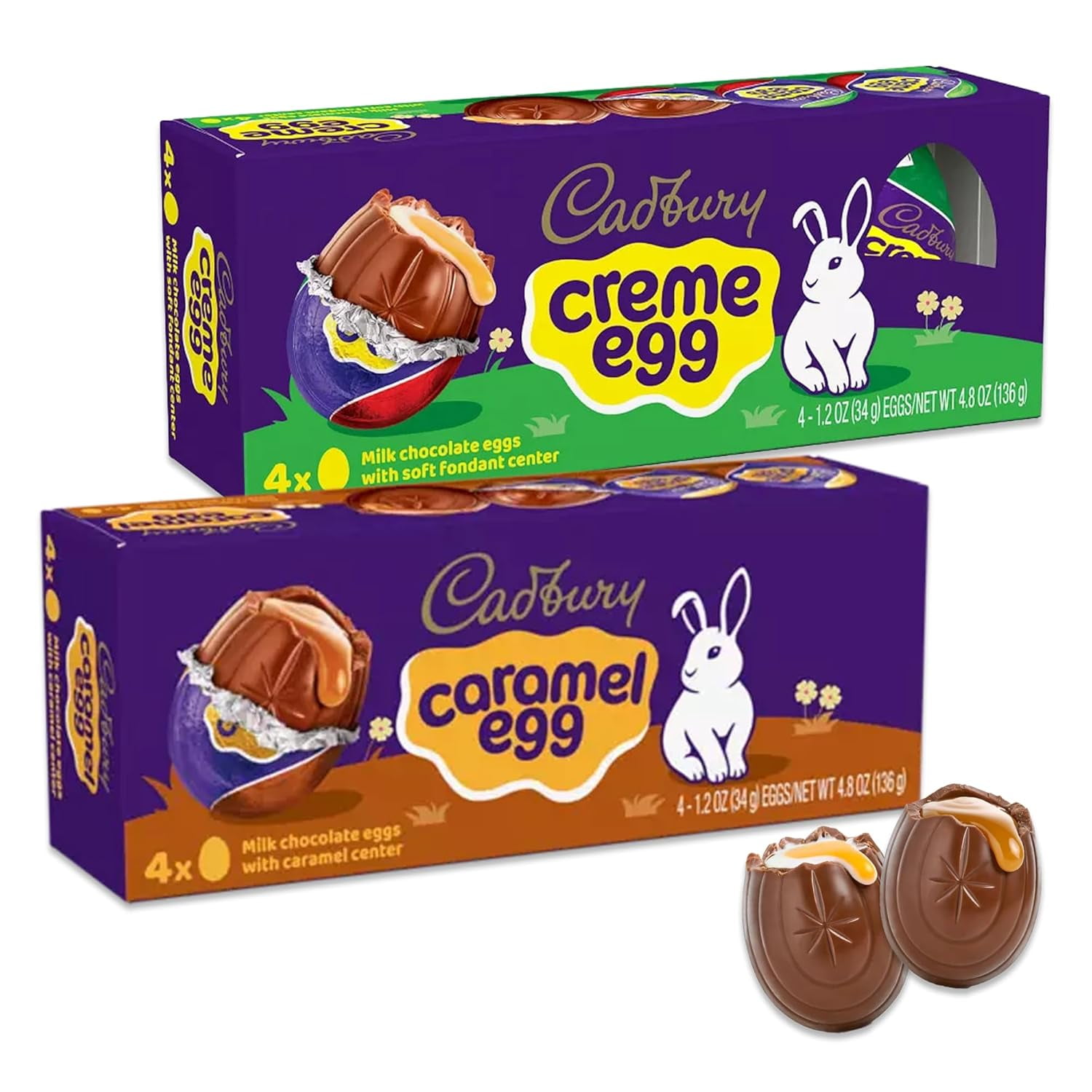 Cadbury Creme Eggs Bulk 8 Pack 4 Cadbury Caramel Eggs and 4 Creme