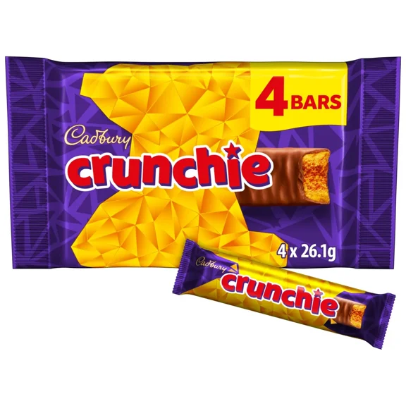 Cadbury Crunchie Chocolate Bar 4 Pack Multipack 4 x 26.1g
