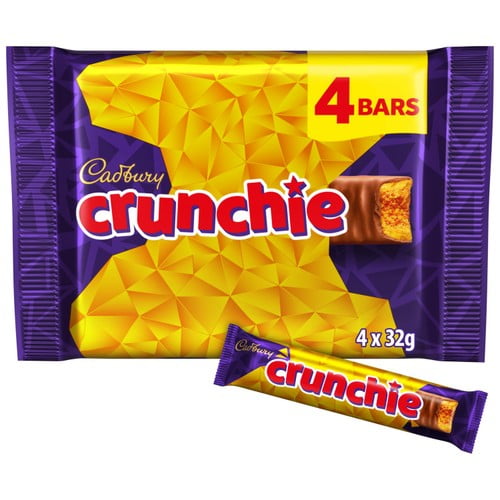 Cadbury Crunchie Chocolate Bar Multipack 4 x 32g, British Import (Pack of 3)