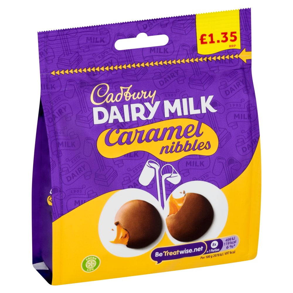Cadbury Dairy Milk Caramel Nibbles Chocolate Bag 95g (pack of 10