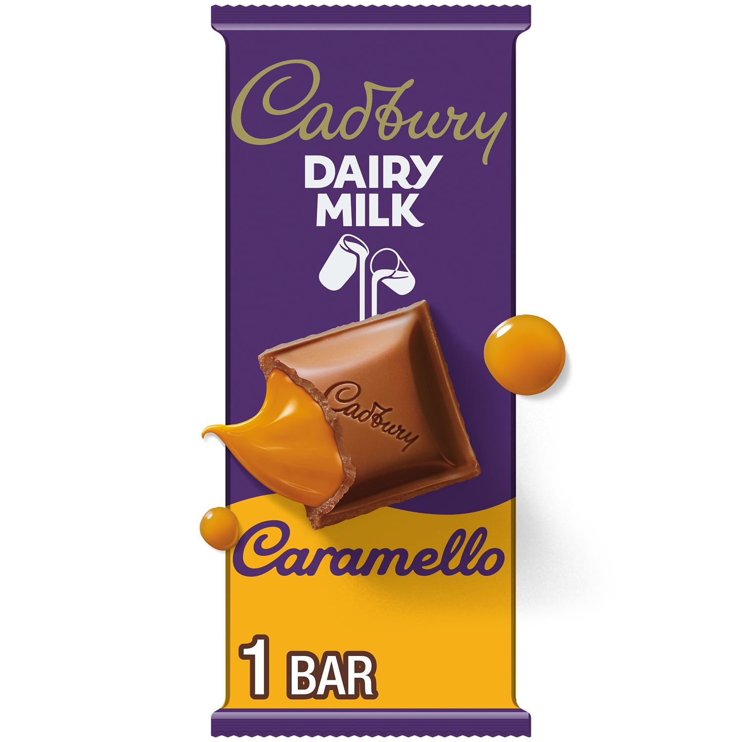Cadbury Dairy Milk Caramello Milk Chocolate Caramel Candy, Bar 4 oz