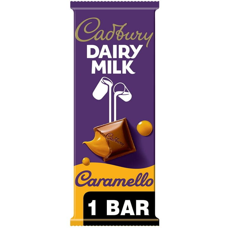 Cadbury Dairy Milk Caramello Milk Chocolate and Creamy Caramel Candy, Bar 4  oz