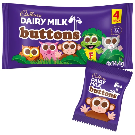 Cadbury Dairy Milk Chocolate Buttons Treatsize Bags - 4 x 14g